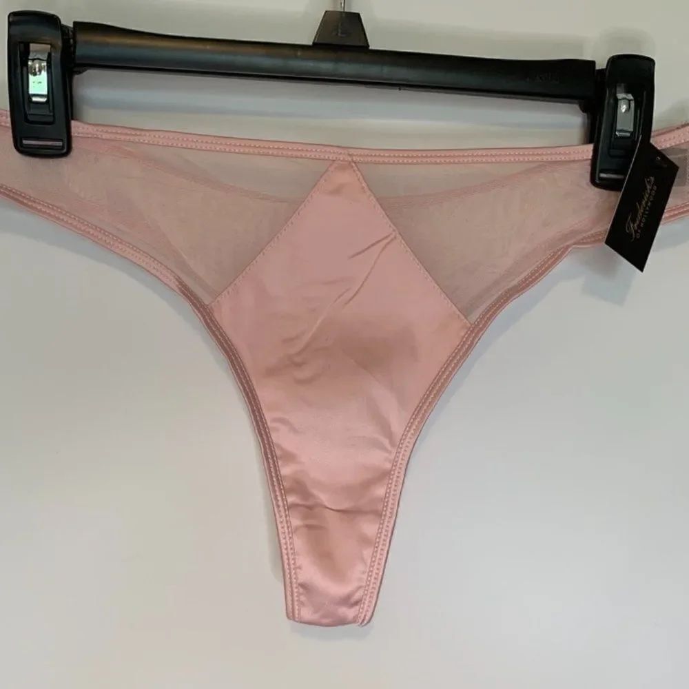 Frederick's of Hollywood Blush Satin and Mesh Thong